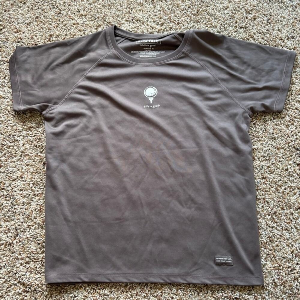 Life is Good Shirt Womens XL Good Tech Golf Tee Top Short Sleeve Crewneck Gray